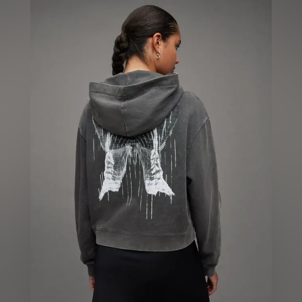 All Saints Charcoal Graphic Hoodie